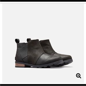 SOREL Emilie Chelsea Leather Ankle Boots Waterproof Black
